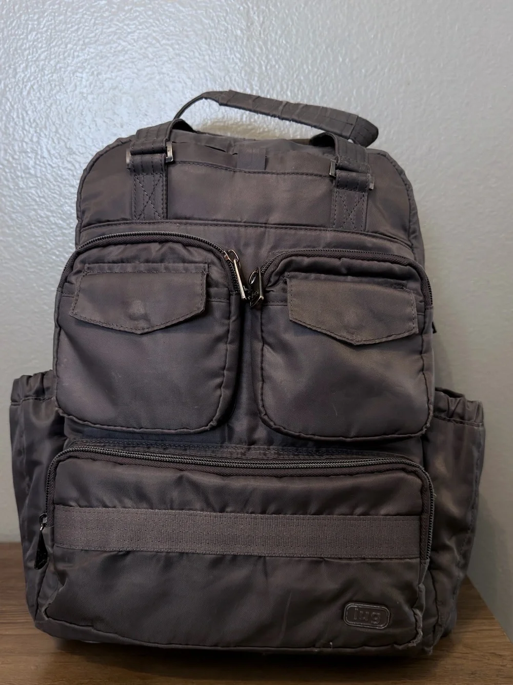 Compact Black Nylon Backpack by Lug